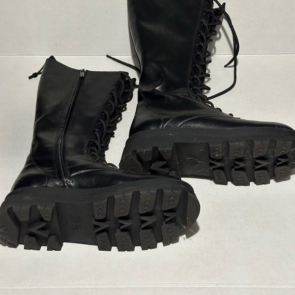 Zara Shoes - Zara Lace Up Moto Boots